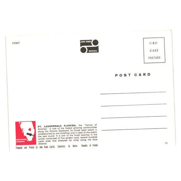 Vintage Ft Lauderdale Beach Postcard Vacation Beach Ocean  Tourism Florida - Picture 2 of 2